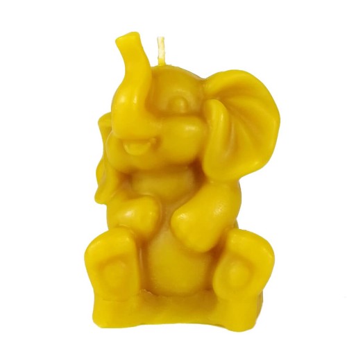 Słonik z podniesioną trąbą - świeczka z wosku pszczelego