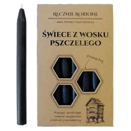 Czarne świece intencyjne z wosku pszczelego