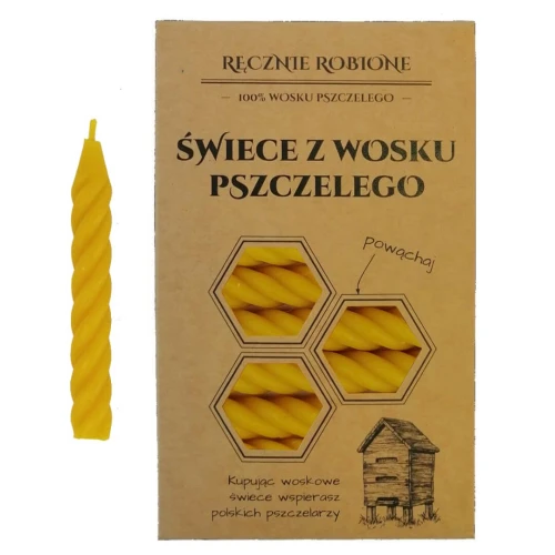 Świeczki kręcone z wosku pszczelego