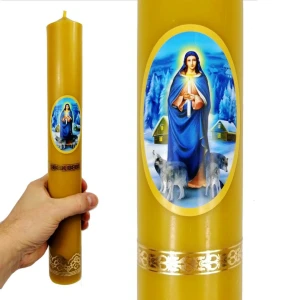Gruba gromnica Matka Boska Gromniczna - naturalna świeca z wosku pszczelego 37cm